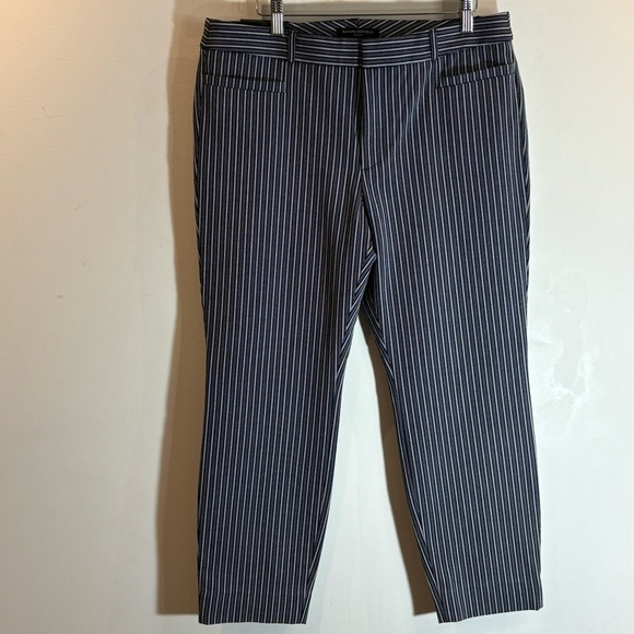 BANANA REPUBLIC Sz 12P Sloan Navy and White Slim Leg Ankle Length Trousers NEW - Picture 2 of 11
